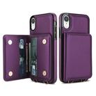 For iPhone XR Crossbody Dual-buckle Wallet RFID Back Leather Phone Case(Dark Purple) - 2