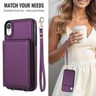For iPhone XR Crossbody Dual-buckle Wallet RFID Back Leather Phone Case(Dark Purple) - 3