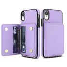 For iPhone XR Crossbody Dual-buckle Wallet RFID Back Leather Phone Case(Light Purple) - 2