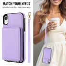 For iPhone XR Crossbody Dual-buckle Wallet RFID Back Leather Phone Case(Light Purple) - 3