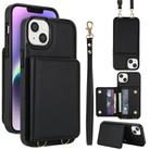 For iPhone 13 mini Crossbody Dual-buckle Wallet RFID Back Leather Phone Case(Black) - 1