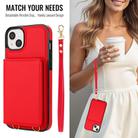 For iPhone 13 mini Crossbody Dual-buckle Wallet RFID Back Leather Phone Case(Red) - 3