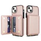 For iPhone 13 mini Crossbody Dual-buckle Wallet RFID Back Leather Phone Case(Rose Gold) - 2