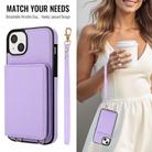 For iPhone 13 mini Crossbody Dual-buckle Wallet RFID Back Leather Phone Case(Light Purple) - 3