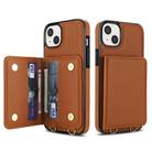 For iPhone 13 mini Crossbody Dual-buckle Wallet RFID Back Leather Phone Case(Brown) - 2