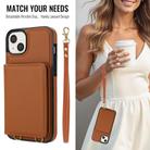 For iPhone 13 mini Crossbody Dual-buckle Wallet RFID Back Leather Phone Case(Brown) - 3