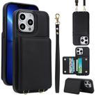 For iPhone 13 Pro Max Crossbody Dual-buckle Wallet RFID Back Leather Phone Case(Black) - 1