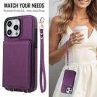 For iPhone 13 Pro Max Crossbody Dual-buckle Wallet RFID Back Leather Phone Case(Dark Purple) - 3