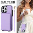 For iPhone 13 Pro Max Crossbody Dual-buckle Wallet RFID Back Leather Phone Case(Light Purple) - 3