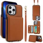 For iPhone 13 Pro Max Crossbody Dual-buckle Wallet RFID Back Leather Phone Case(Brown) - 1