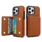 For iPhone 13 Pro Max Crossbody Dual-buckle Wallet RFID Back Leather Phone Case(Brown) - 2