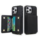 For iPhone 15 Pro Crossbody Dual-buckle Wallet RFID Back Leather Phone Case(Black) - 2