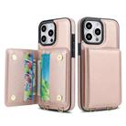 For iPhone 15 Pro Crossbody Dual-buckle Wallet RFID Back Leather Phone Case(Rose Gold) - 2