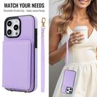 For iPhone 15 Pro Crossbody Dual-buckle Wallet RFID Back Leather Phone Case(Light Purple) - 3