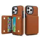 For iPhone 15 Pro Crossbody Dual-buckle Wallet RFID Back Leather Phone Case(Brown) - 2