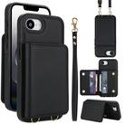 For iPhone 16e Crossbody Dual-buckle Wallet RFID Back Leather Phone Case(Black) - 1