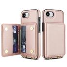 For iPhone 16e Crossbody Dual-buckle Wallet RFID Back Leather Phone Case(Rose Gold) - 2