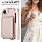 For iPhone 16e Crossbody Dual-buckle Wallet RFID Back Leather Phone Case(Rose Gold) - 3