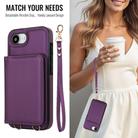 For iPhone 16e Crossbody Dual-buckle Wallet RFID Back Leather Phone Case(Dark Purple) - 3