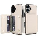 For iPhone 16 Crossbody Dual-buckle Wallet RFID Back Leather Phone Case(White) - 2
