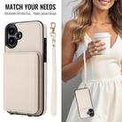 For iPhone 16 Plus Crossbody Dual-buckle Wallet RFID Back Leather Phone Case(White) - 3