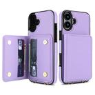 For iPhone 16 Plus Crossbody Dual-buckle Wallet RFID Back Leather Phone Case(Light Purple) - 2