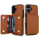 For iPhone 16 Plus Crossbody Dual-buckle Wallet RFID Back Leather Phone Case(Brown) - 2