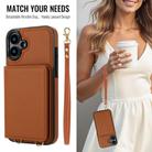 For iPhone 16 Plus Crossbody Dual-buckle Wallet RFID Back Leather Phone Case(Brown) - 3