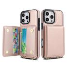 For iPhone 16 Pro Max Crossbody Dual-buckle Wallet RFID Back Leather Phone Case(Rose Gold) - 2