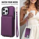 For iPhone 16 Pro Max Crossbody Dual-buckle Wallet RFID Back Leather Phone Case(Dark Purple) - 3