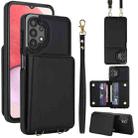 For Samsung Galaxy A13 5G / 4G Crossbody Dual-buckle Wallet RFID Back Leather Phone Case(Black) - 1