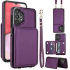 For Samsung Galaxy A13 5G / 4G Crossbody Dual-buckle Wallet RFID Back Leather Phone Case(Dark Purple) - 1