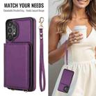 For Samsung Galaxy A13 5G / 4G Crossbody Dual-buckle Wallet RFID Back Leather Phone Case(Dark Purple) - 3