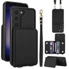 For Samsung Galaxy A14 5G / 4G Crossbody Dual-buckle Wallet RFID Back Leather Phone Case(Black) - 1