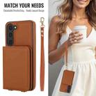 For Samsung Galaxy A14 5G / 4G Crossbody Dual-buckle Wallet RFID Back Leather Phone Case(Brown) - 3