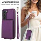 For Samsung Galaxy A54 5G Crossbody Dual-buckle Wallet RFID Back Leather Phone Case(Dark Purple) - 3