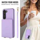 For Samsung Galaxy A54 5G Crossbody Dual-buckle Wallet RFID Back Leather Phone Case(Light Purple) - 3