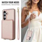 For Samsung Galaxy A15 5G / 4G Crossbody Dual-buckle Wallet RFID Back Leather Phone Case(Rose Gold) - 3