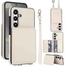 For Samsung Galaxy A55 5G Crossbody Dual-buckle Wallet RFID Back Leather Phone Case(White) - 1