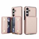 For Samsung Galaxy A35 5G Crossbody Dual-buckle Wallet RFID Back Leather Phone Case(Rose Gold) - 2