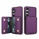 For Samsung Galaxy A35 5G Crossbody Dual-buckle Wallet RFID Back Leather Phone Case(Dark Purple) - 2