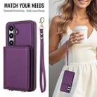 For Samsung Galaxy A35 5G Crossbody Dual-buckle Wallet RFID Back Leather Phone Case(Dark Purple) - 3