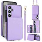 For Samsung Galaxy A35 5G Crossbody Dual-buckle Wallet RFID Back Leather Phone Case(Light Purple) - 1