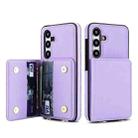 For Samsung Galaxy A35 5G Crossbody Dual-buckle Wallet RFID Back Leather Phone Case(Light Purple) - 2