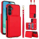 For Samsung Galaxy A16 5G Crossbody Dual-buckle Wallet RFID Back Leather Phone Case(Red) - 1