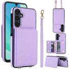For Samsung Galaxy A16 5G Crossbody Dual-buckle Wallet RFID Back Leather Phone Case(Light Purple) - 1