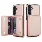 For Samsung Galaxy A26 5G Crossbody Dual-buckle Wallet RFID Back Leather Phone Case(Rose Gold) - 2