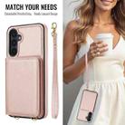 For Samsung Galaxy A26 5G Crossbody Dual-buckle Wallet RFID Back Leather Phone Case(Rose Gold) - 3