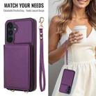For Samsung Galaxy A26 5G Crossbody Dual-buckle Wallet RFID Back Leather Phone Case(Dark Purple) - 3