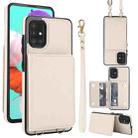 For Samsung Galaxy A71 4G Crossbody Dual-buckle Wallet RFID Back Leather Phone Case(White) - 1